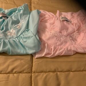 A set of two long silk nightgowns, Pink and Blue nightgowns, XL -Pre-owned
